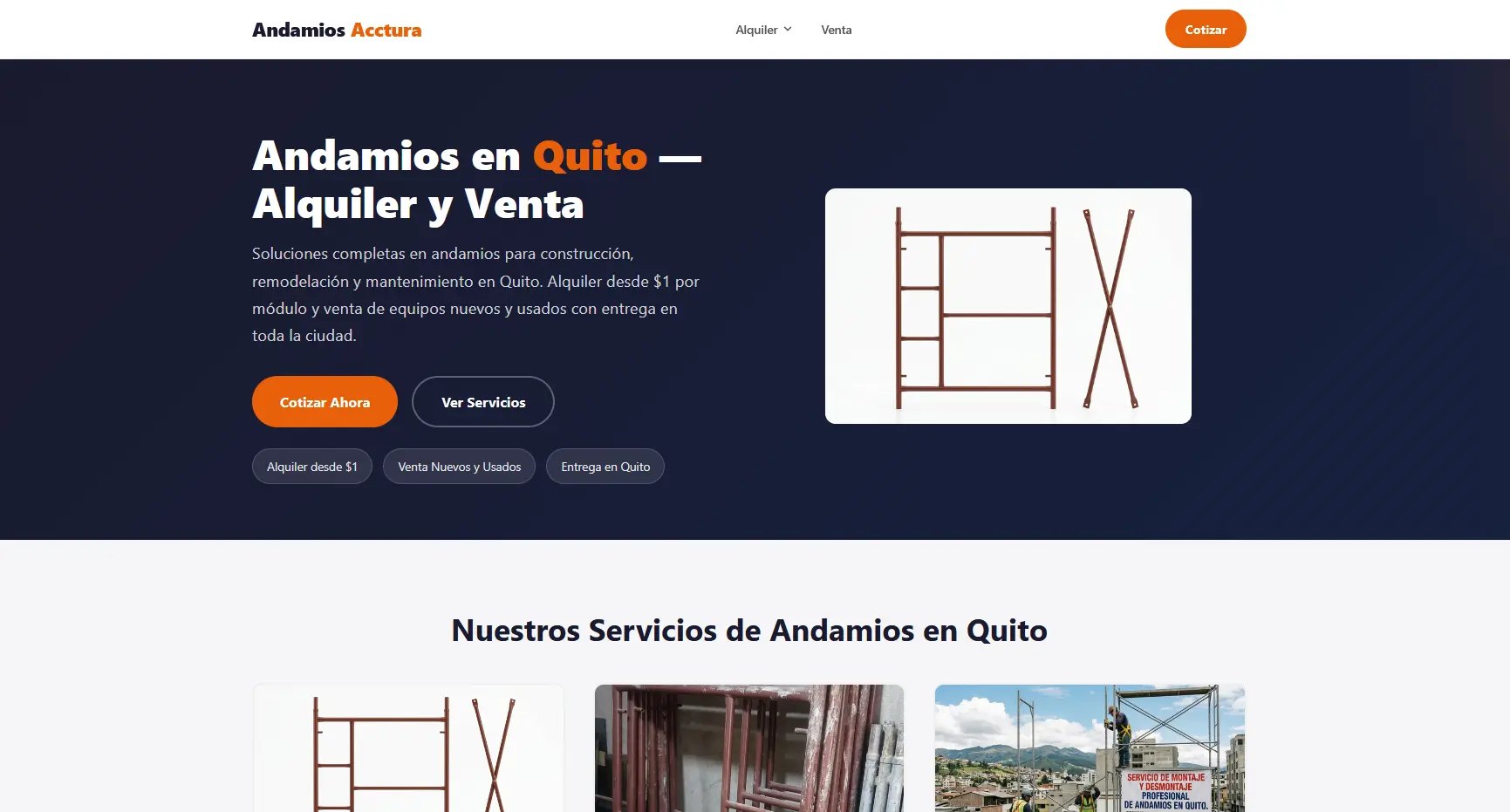 Página que suma a lista de proyectos para el cliente acctura