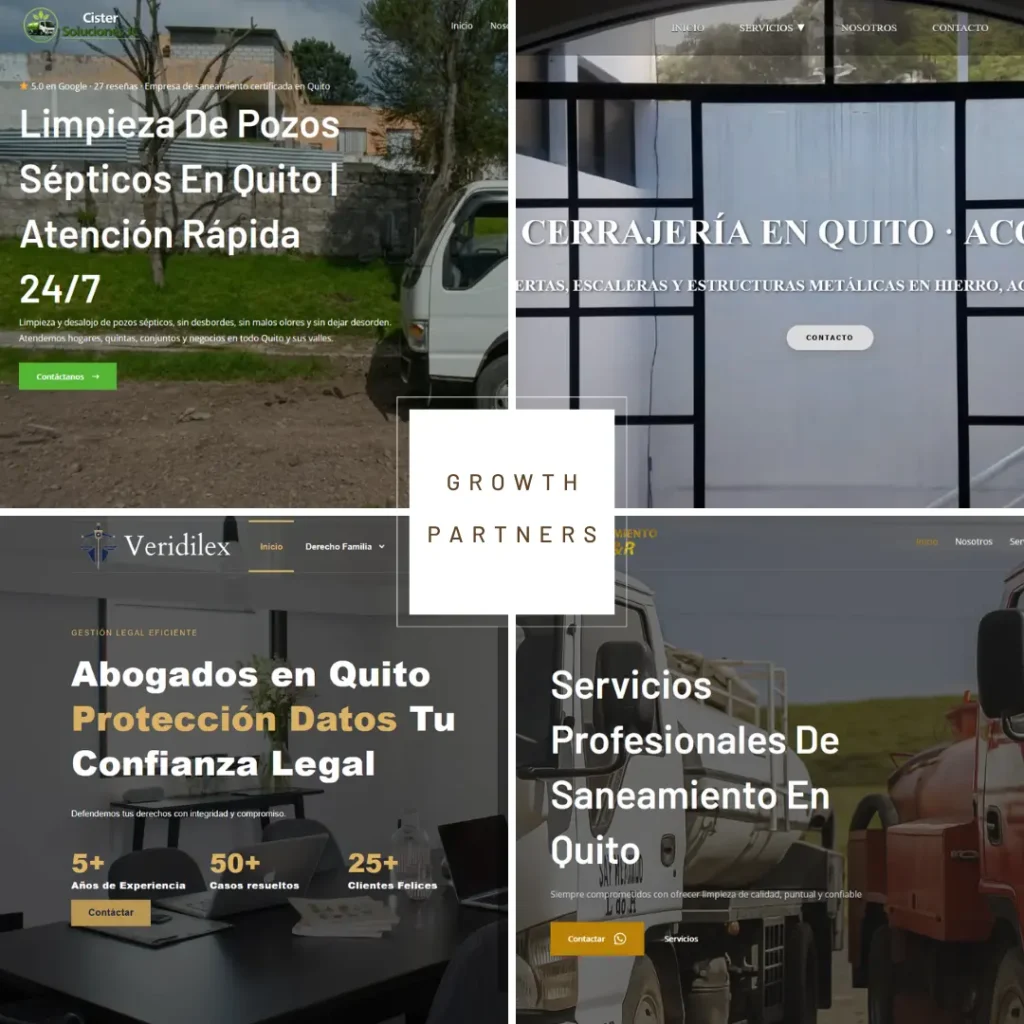 Collage de trabajos realizados a clientes sobre el diseño de páginas web.