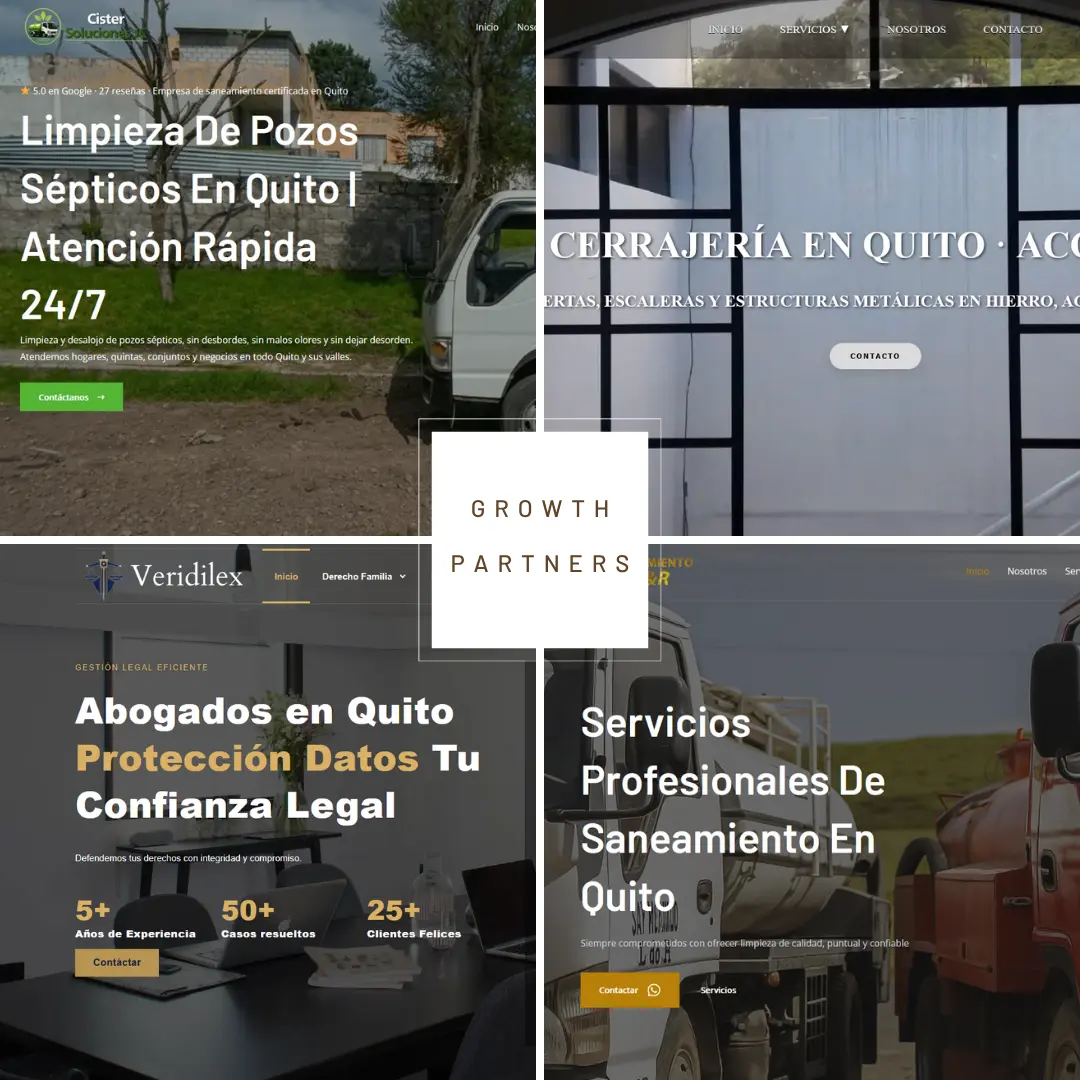 Collage de trabajos realizados a clientes sobre el diseño de páginas web.