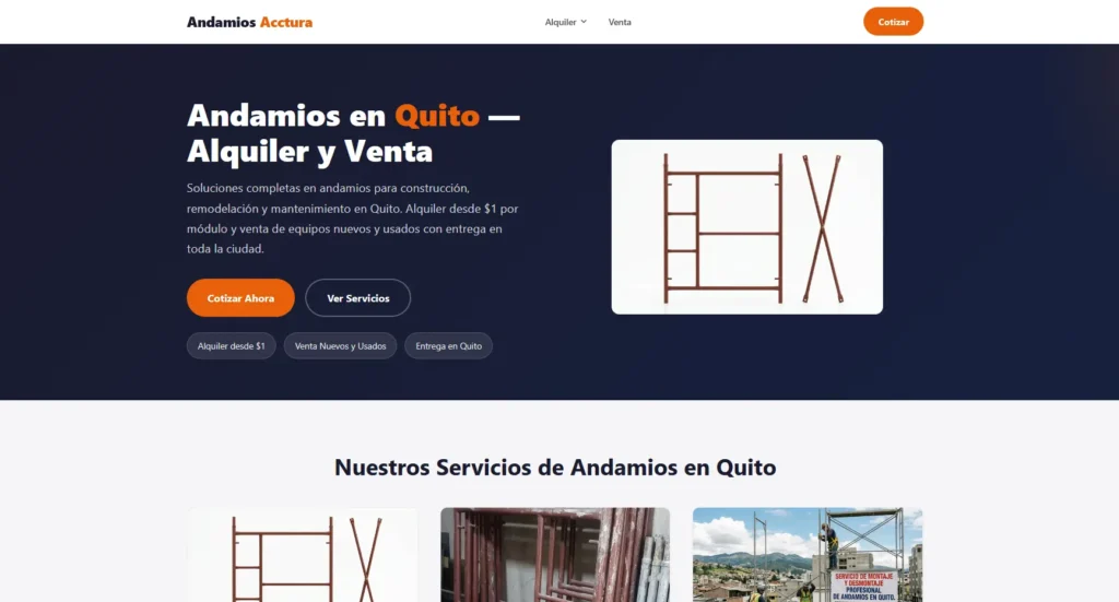 Página que suma a lista de proyectos para el cliente acctura